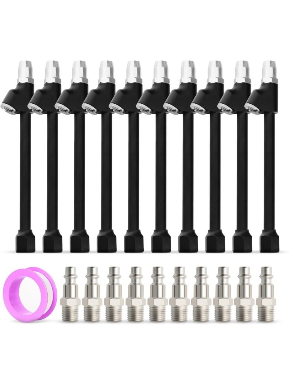 10PCS Dual Head Air Chuck Set - 1/4" FNPT, Brass Tire Chuck for Trucks, Bikes